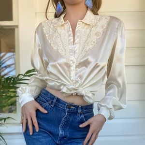 Vintage 70s does Victorian Button Down Blouse